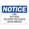 Signmission OSHA Notice Sign, 7" Height, Aluminum, Lab No Food No Open Toe Shoes Wear Smock Sign, Landscape OS-NS-A-710-L-13920 - alternate 1